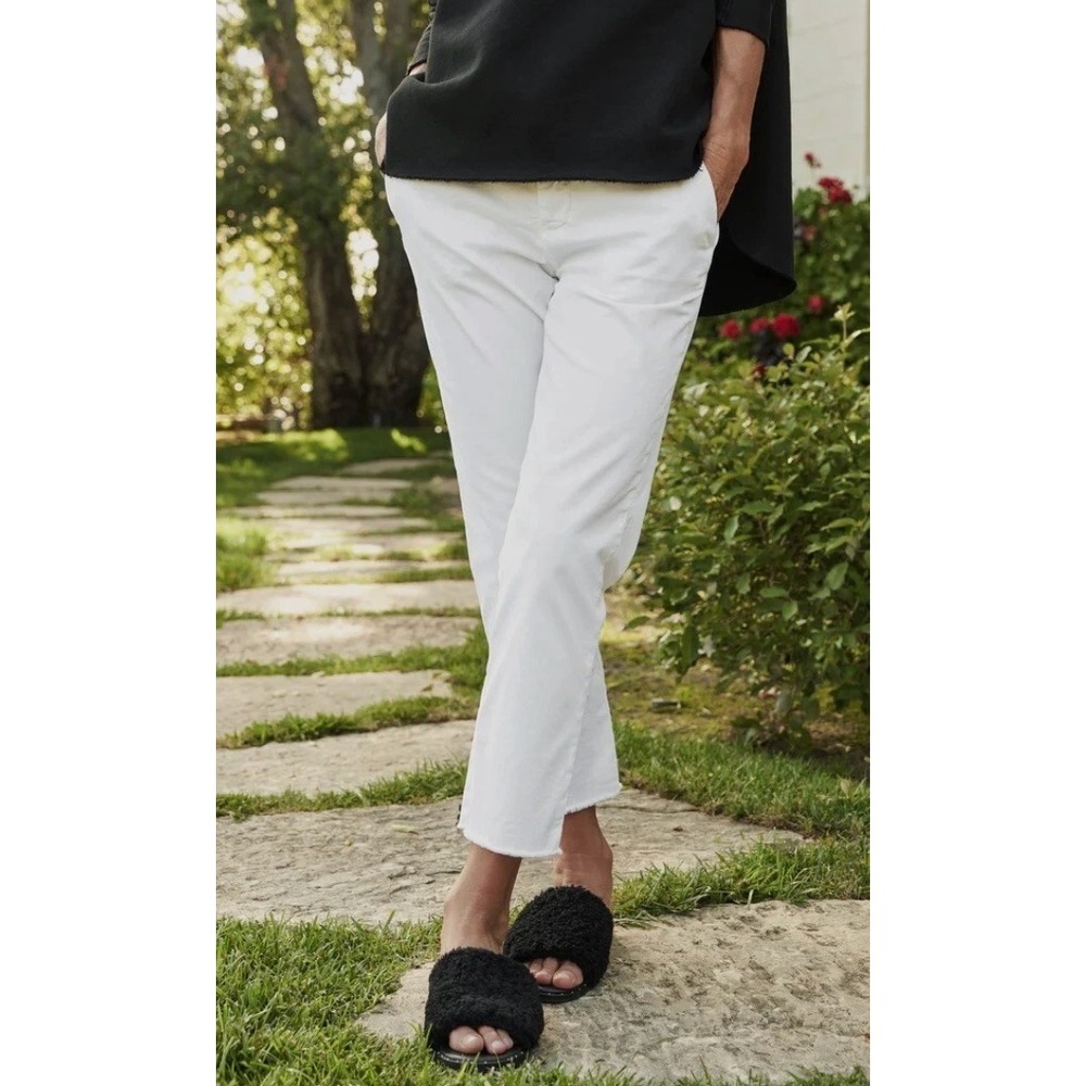 Frank & Eileen Wicklow White Italian Cotton Chino Pants Size 2 Raw Hem USA